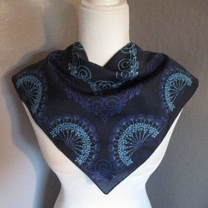 **2/12$** 1970s navy & light blue floral scarf